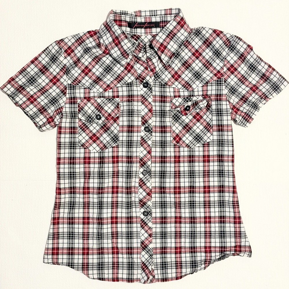 Kirin Kirin Vintage Plaid Button Down Shirt Small Red White Black